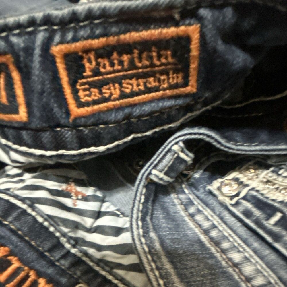 Rock Revival Jeans 27 Women’s Blue Patricia Easy Straight Embroidered Stretch - Picture 14 of 14